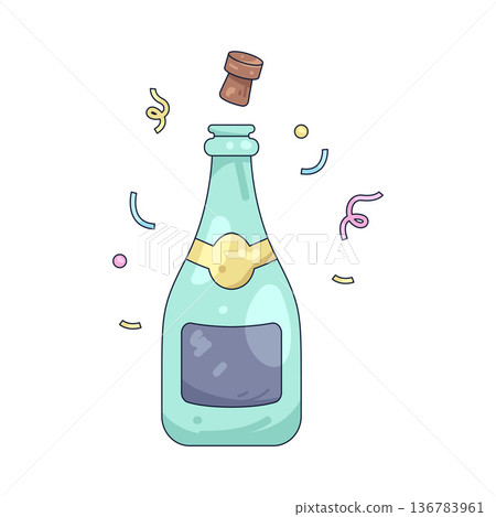Illustration of champagne bottle 136783961