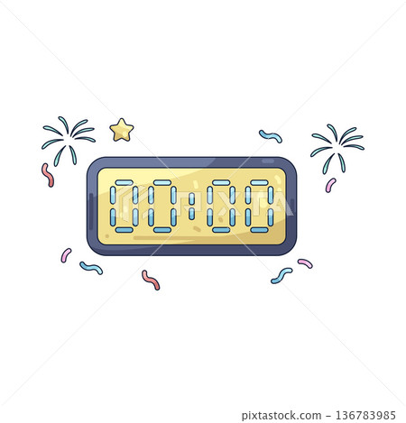 Illustration of midnight clock 136783985