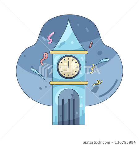 Illustration of clock tower 136783994