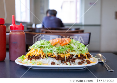 Authentic Okinawan taco rice Authentic Okinawan taco rice 136784008