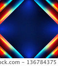 Abstract futuristic neon frame with glowing blue and red geometric diamond borders on dark high technology background for digital cyber concept 136784375