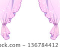 Pink ruffle curtains left and right 136784412