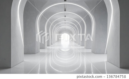 Ancient stone corridor featuring architectural arches and columns within a historic European monastery hall where light illuminates the brick arcade and travel through the old palace cloister Ancient stone corridor featuring architectural arches and columns within a historic European monastery hall where light illuminates the brick arcade and travel through the old palace cloister 136784758