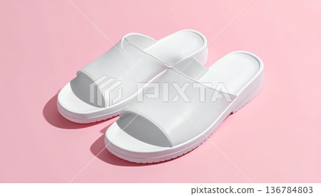 A closeup of a pair of pink baby shoes and slippers isolated on a clean white plate like a pharmaceutical object for heart health care treatment A closeup of a pair of pink baby shoes and slippers isolated on a clean white plate like a pharmaceutical object for heart health care treatment 136784803