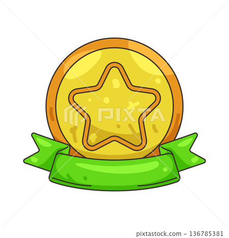 Illustration of star badge Illustration of star badge 136785381