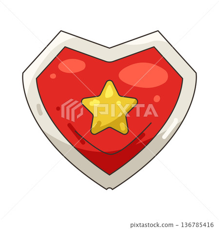 Illustration of star in the heart shield Illustration of star in the heart shield 136785416