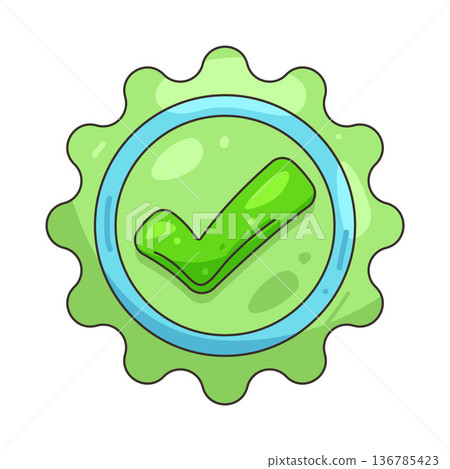 Illustration of check mark badge Illustration of check mark badge 136785423