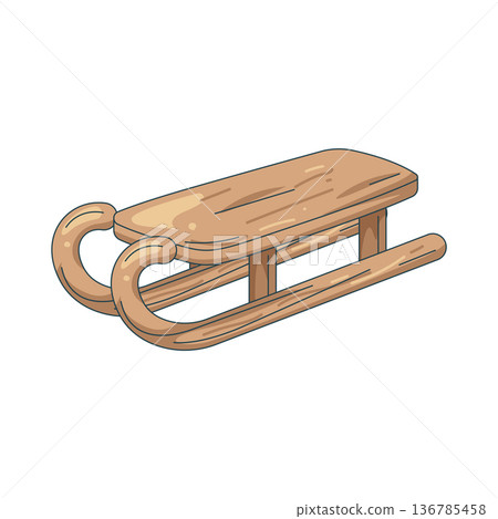 Illustration of wooden sleigh Illustration of wooden sleigh 136785458