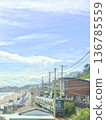 Railway running along the seaside 136785559