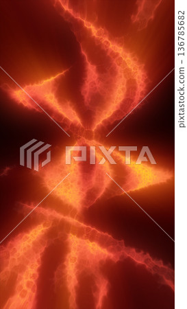Intense fiery abstract structure with glowing orange-red energy veins forming a dynamic geometric pattern Intense fiery abstract structure with glowing orange-red energy veins forming a dynamic geometric pattern 136785682