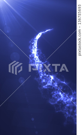 Bright electric blue energy stream cutting through dark space, symbolizing power flow, lightning, and futuristic motion 136785693