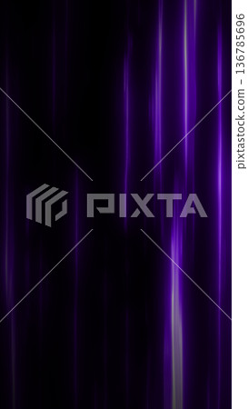 Minimal abstract composition of vertical purple light beams on dark background, symbolizing energy streams, sound waves, or digital signals 136785696