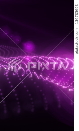 Purple neon dotted wave with bokeh particles forming a futuristic digital data stream Purple neon dotted wave with bokeh particles forming a futuristic digital data stream 136785698