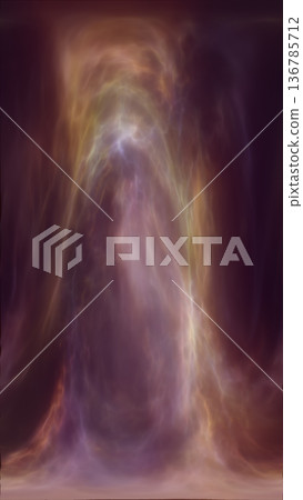 Soft abstract energy veil with flowing translucent light forms in violet and beige tones, creating a mystical and atmospheric visual 136785712