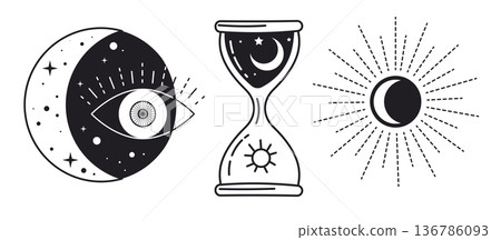 Minimal Occult Symbol Illustration Set Minimal Occult Symbol Illustration Set 136786093