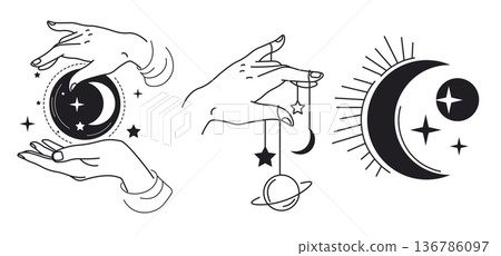 Minimal Occult Symbol Illustration Set Minimal Occult Symbol Illustration Set 136786097
