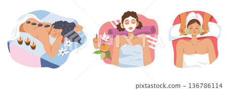 Flat Spa Treatment Relaxation Scenes 136786114