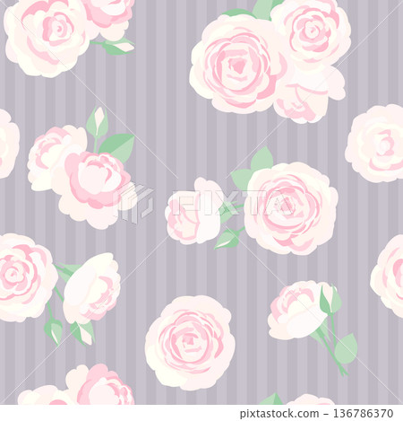 粉紅色玫瑰復古無縫圖案 136786370