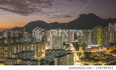 Dusk light illuminates Wong Tai Sin urban skyline beautifully Feb 5 2026 Dusk light illuminates Wong Tai Sin urban skyline beautifully Feb 5 2026 136786561