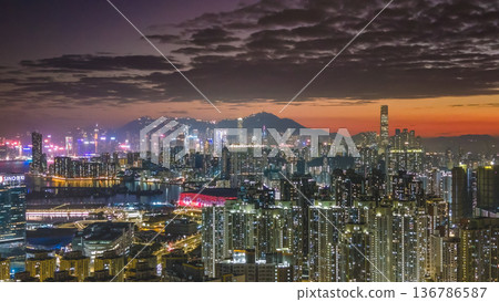 Vibrant sunset colors illuminate Kowloon dense urban skyline Feb 5 2026 Vibrant sunset colors illuminate Kowloon dense urban skyline Feb 5 2026 136786587