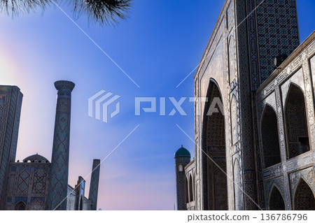 The madrasah in Registan Square in Samarkand The madrasah in Registan Square in Samarkand 136786796