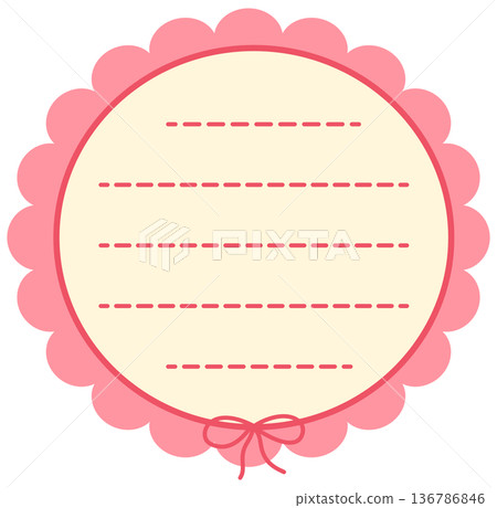 Cute Pink Scalloped Note Frames with Bows - Pastel Stationery Label Set 136786846