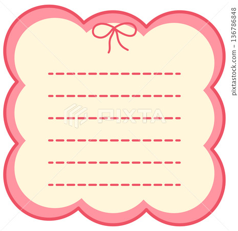 Cute Pink Scalloped Note Frames with Bows - Pastel Stationery Label Set 136786848