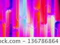Vertical striped liquid glass pattern with vibrant neon gradient. Abstract render 3d background with smooth transparent rounded lines and overlapping effect. Colorful modern wallpaper. 3D illustration Vertical striped liquid glass pattern with vibrant neon gradient. Abstract render 3d background with smooth transparent rounded lines and overlapping effect. Colorful modern wallpaper. 3D illustration 136786864