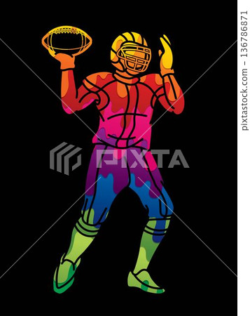 American Football Player Action Cartoon Sport Graphic Vector American Football Player Action Cartoon Sport Graphic Vector 136786871
