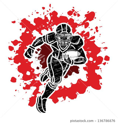 American Football Player Running Action Cartoon Sport Graphic Vector American Football Player Running Action Cartoon Sport Graphic Vector 136786876