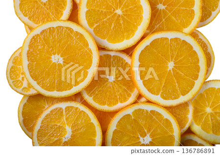 Orange Segments on Clean White Background Orange Segments on Clean White Background 136786891