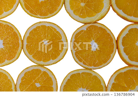Orange Slices on White Background Orange Slices on White Background 136786904