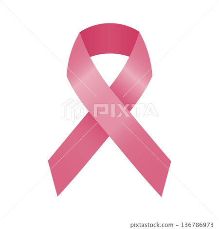 Realistic pink ribbon symbol of breast cancer awareness with soft shading and clean detail, medical support and charity concept for campaigns, education materials, fundraising, healthcare design, and Realistic pink ribbon symbol of breast cancer awareness with soft shading and clean detail, medical support and charity concept for campaigns, education materials, fundraising, healthcare design, and 136786973