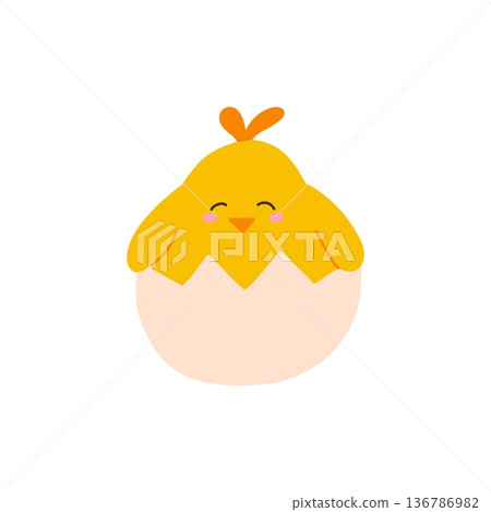 Cute cartoon Easter chicken illustration with cheerful character style, playful vector artwork perfect for holiday designs, children projects, greeting cards, stickers, decorations, and seasonal Cute cartoon Easter chicken illustration with cheerful character style, playful vector artwork perfect for holiday designs, children projects, greeting cards, stickers, decorations, and seasonal 136786982