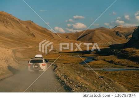 River coming from Kel-Suu mountain range, Kurumduk valley, Naryn province, Kyrgyzstan, Central Asia River coming from Kel-Suu mountain range, Kurumduk valley, Naryn province, Kyrgyzstan, Central Asia 136787074