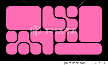 Rounded Corner Bento Grid Vector Layout Set. Colorful Geometric Collage Templates With Modern Trendy Composition For Posters, Covers, And Digital Design Rounded Corner Bento Grid Vector Layout Set. Colorful Geometric Collage Templates With Modern Trendy Composition For Posters, Covers, And Digital Design 136787111