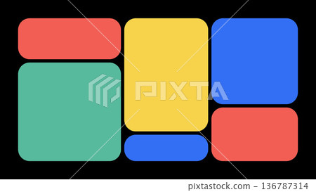 Minimal Geometric Bauhaus Bento Grid Pattern. Abstract Vector Layouts For Posters, Flyers, Catalogs, Social Media, And Modern Editorial Design 136787314