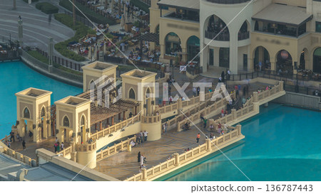 Dubai downtown during sunset timelapse. Top view from above Dubai downtown during sunset timelapse. Top view from above 136787443