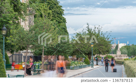 Notre Dame de Paris Garden on Cite Island timelapse, Paris, France Notre Dame de Paris Garden on Cite Island timelapse, Paris, France 136787813