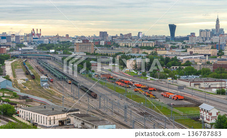 Moscow timelapse, evening view of the third transport ring and the central part of Moscow's rings, traffic, car lights Moscow timelapse, evening view of the third transport ring and the central part of Moscow's rings, traffic, car lights 136787883