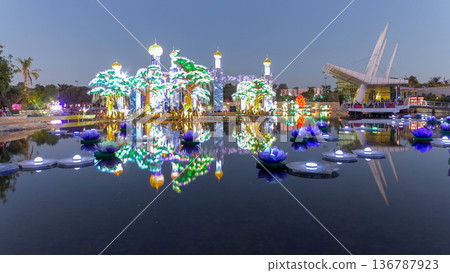 Dubai Glow Garden day to night timelapse is a state of Art architecture featuring environment friendly architecture Dubai Glow Garden day to night timelapse is a state of Art architecture featuring environment friendly architecture 136787923