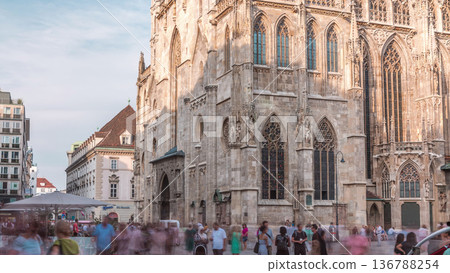 St. Stephen's Cathedral timelapse, the mother church of Roman Catholic Archdiocese of Vienna, Austria St. Stephen's Cathedral timelapse, the mother church of Roman Catholic Archdiocese of Vienna, Austria 136788254