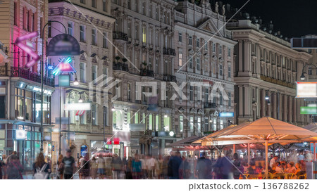 People is walking in Graben St. night timelapse, old town main street of Vienna, Austria. People is walking in Graben St. night timelapse, old town main street of Vienna, Austria. 136788262