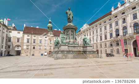 Statue of Kaiser Franz Joseph I timelapse hyperlapse at the Hofburg Palace in Vienna. Statue of Kaiser Franz Joseph I timelapse hyperlapse at the Hofburg Palace in Vienna. 136788266