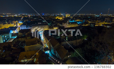 Old town of Zagreb at night timelapse. Zagreb, Croatia Old town of Zagreb at night timelapse. Zagreb, Croatia 136788302