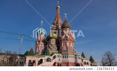 St. Basils cathedral timelapse hyperlapse in Moscow, Russia 136788313