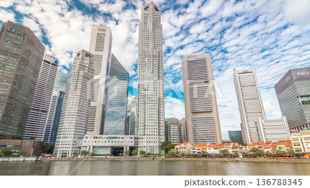 Downtown skyscrapers office buildings of modern megalopolis timelapse hyperlapse Downtown skyscrapers office buildings of modern megalopolis timelapse hyperlapse 136788345