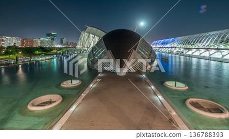 Stunning night timelapse of Valencia's City of Arts and Sciences, Spain. Stunning night timelapse of Valencia's City of Arts and Sciences, Spain. 136788393