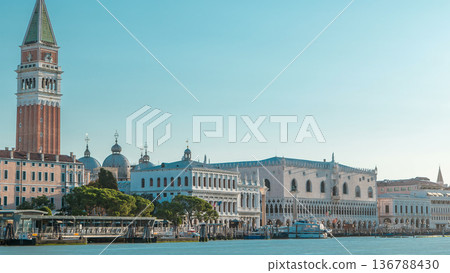Campanile di San Marco and Palazzo Ducale, from San Giorgio Maggiore timelapse, Venice, Italy. Campanile di San Marco and Palazzo Ducale, from San Giorgio Maggiore timelapse, Venice, Italy. 136788430