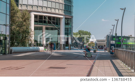 Donaustadt Danube City timelapse is a modern quarter with skyscrapers and business centres in Vienna, Austria. Donaustadt Danube City timelapse is a modern quarter with skyscrapers and business centres in Vienna, Austria. 136788455